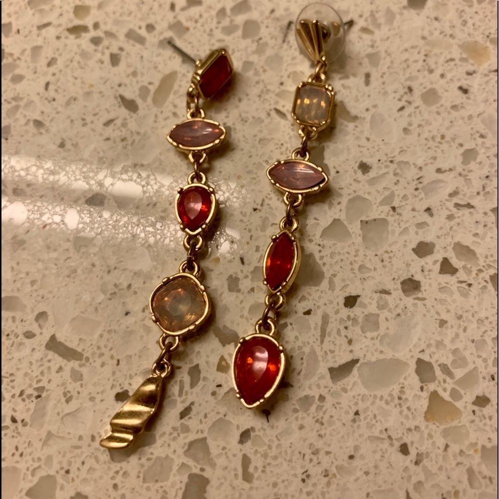 Red/gold dangle earrings